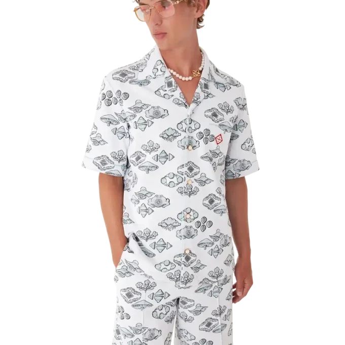 Overhemd met korte mouwen en jacquardmotief