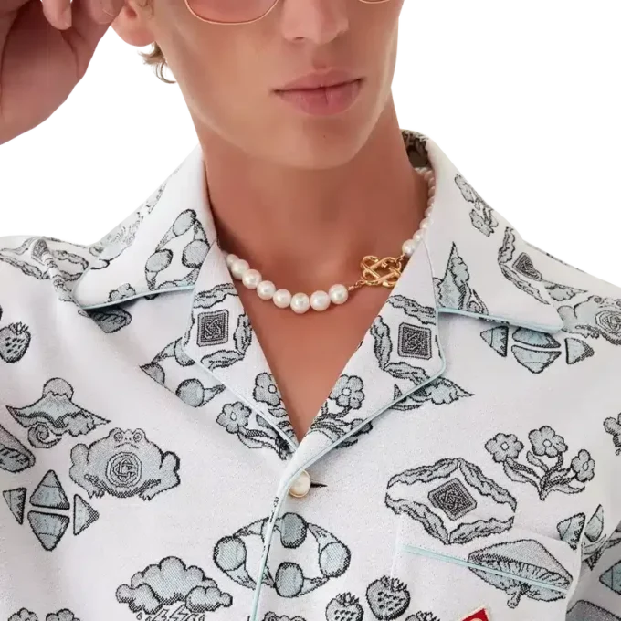 Overhemd met korte mouwen en jacquardmotief