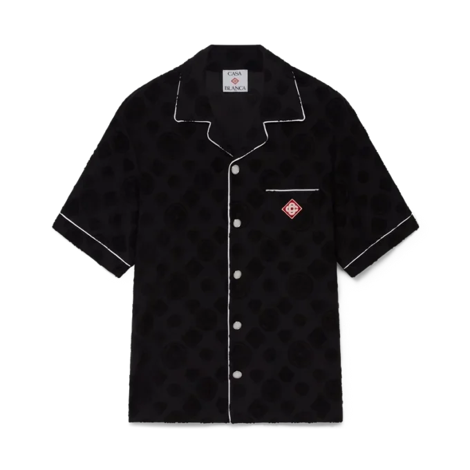 Overhemd met korte mouwen en monogram in badstof