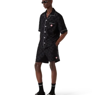 Overhemd met korte mouwen en monogram in badstof