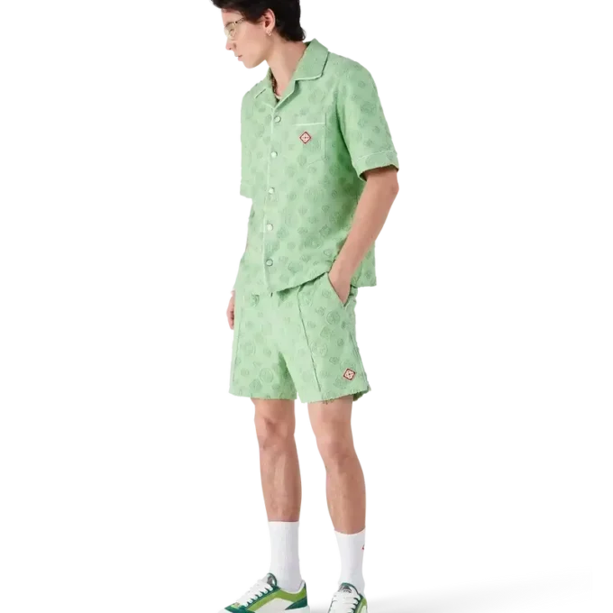 Overhemd met korte mouwen en monogram in badstof