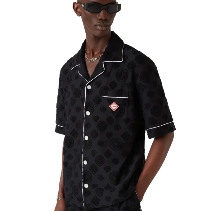 Overhemd met korte mouwen en monogram in badstof