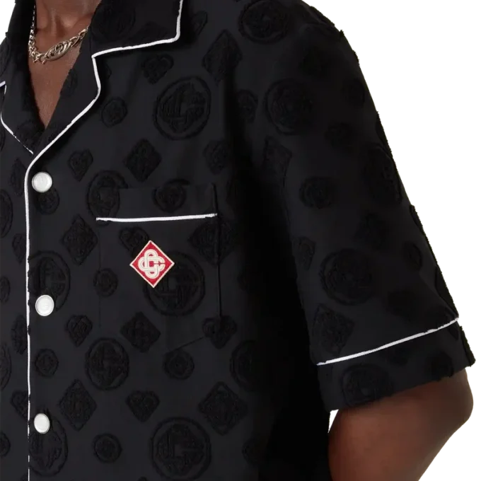 Overhemd met korte mouwen en monogram in badstof