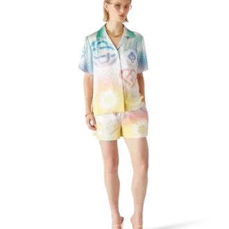 Overhemd met korte mouwen, halftone-logo en Cubaanse kraag Overhemd met korte mouwen, halftone-logo en Cubaanse kraag