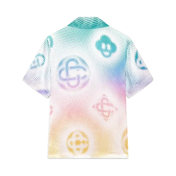 Overhemd met korte mouwen, halftone-logo en Cubaanse kraag