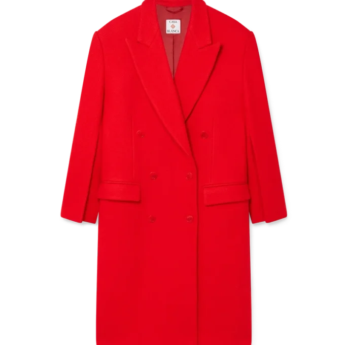 Overjas van gekookte wol Overjas van gekookte wol