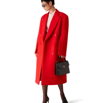 Overjas van gekookte wol