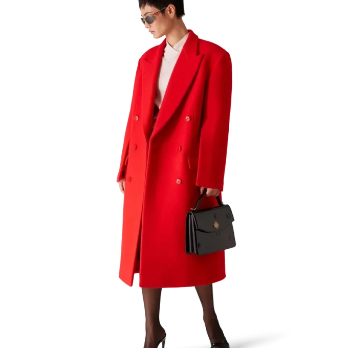 Overjas van gekookte wol Overjas van gekookte wol