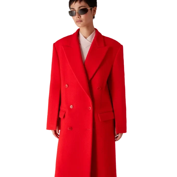 Overjas van gekookte wol Overjas van gekookte wol