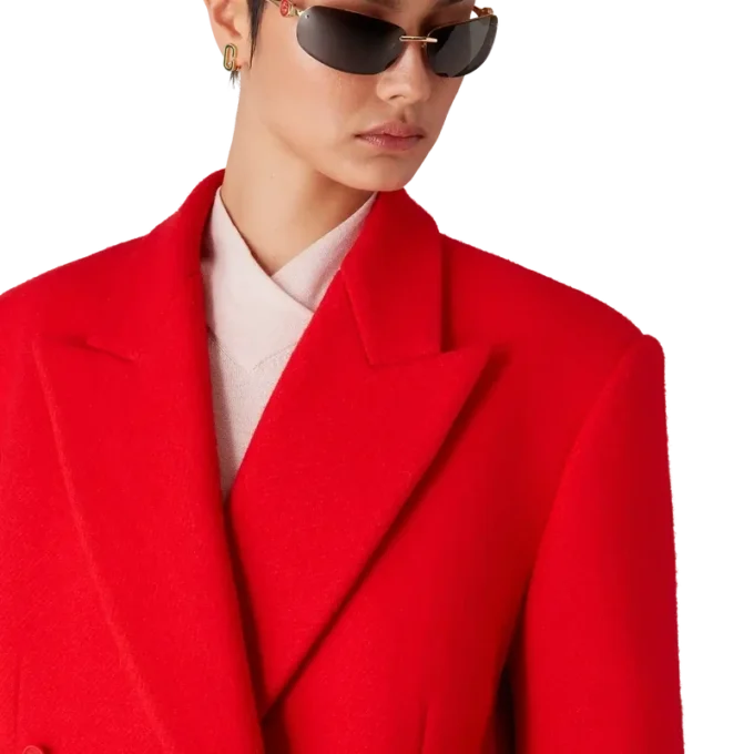 Overjas van gekookte wol Overjas van gekookte wol