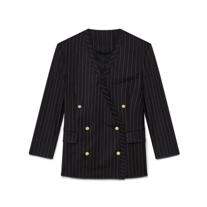 Oversized blazer van wol met krijtstreep