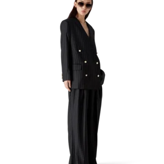 Oversized blazer van wol met krijtstreep