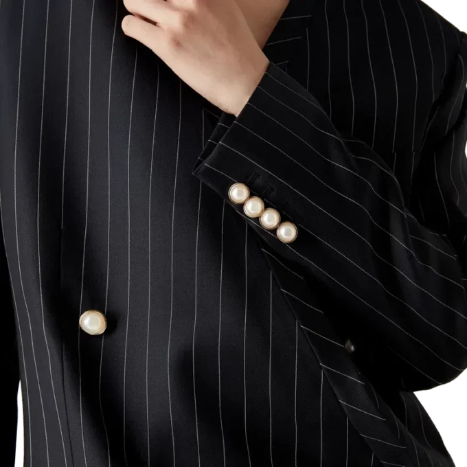 Oversized blazer van wol met krijtstreep