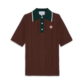 Oversized poloshirt met kabelpatroon