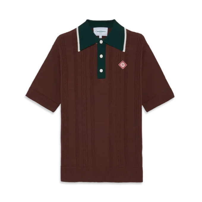 Oversized poloshirt met kabelpatroon