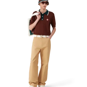 Oversized poloshirt met kabelpatroon