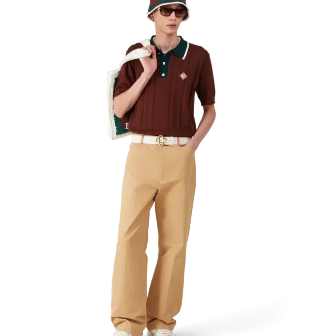 Oversized poloshirt met kabelpatroon