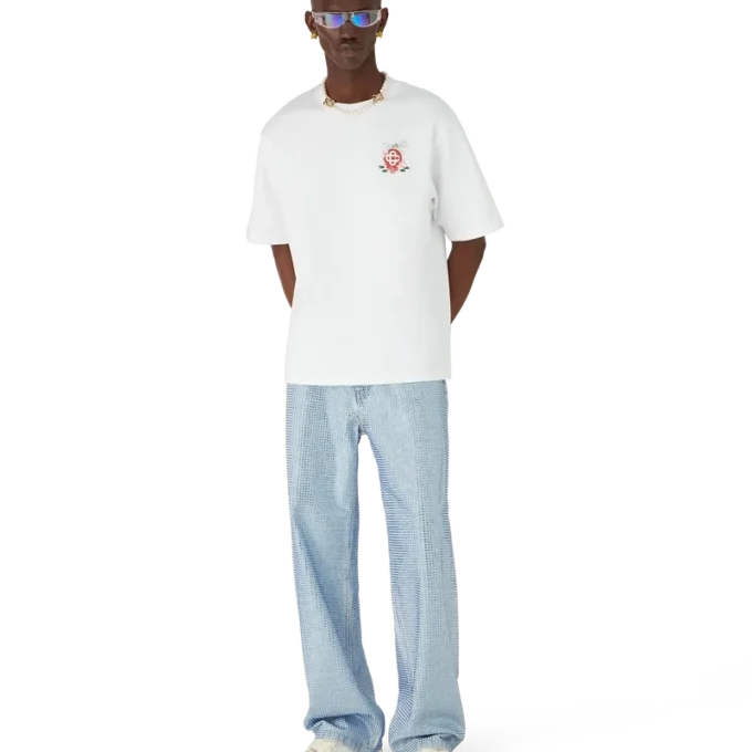 Oversized T-shirt met korte mouwen en libellebloemenprint