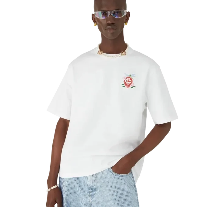 Oversized T-shirt met korte mouwen en libellebloemenprint