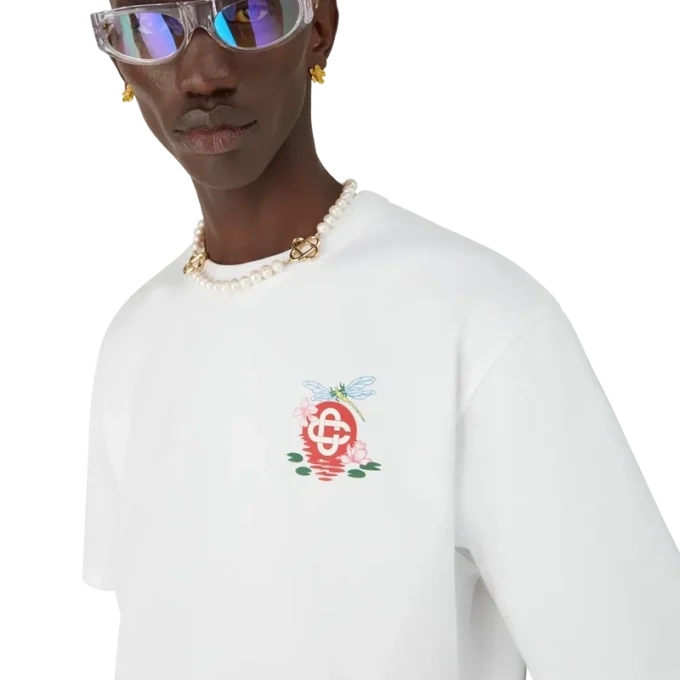 Oversized T-shirt met korte mouwen en libellebloemenprint