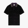 Paars velours poloshirt met monogram