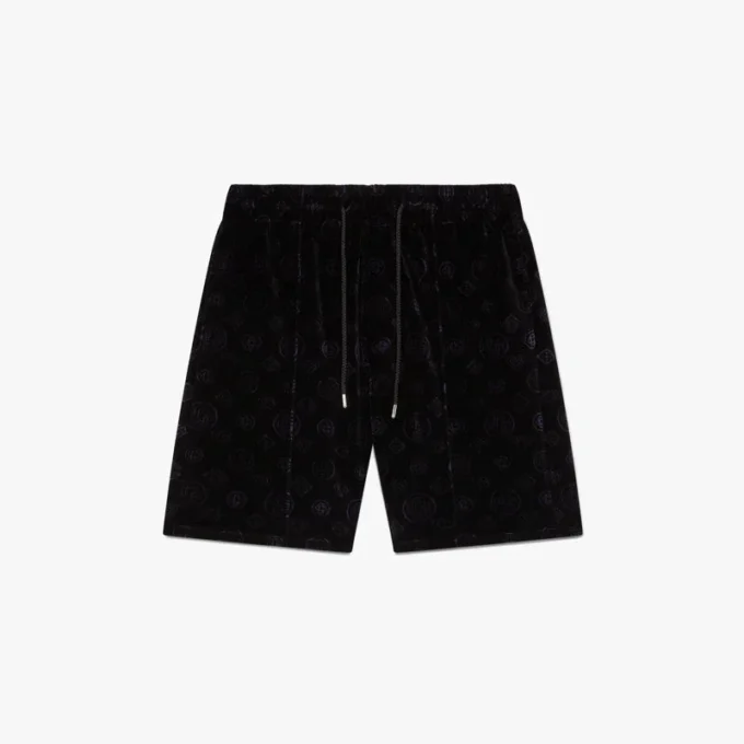 Paarse velours Shorts met monogram Paarse velours Shorts met monogram