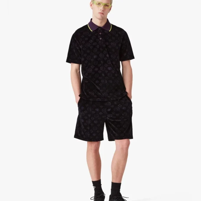 Paarse velours Shorts met monogram Paarse velours Shorts met monogram