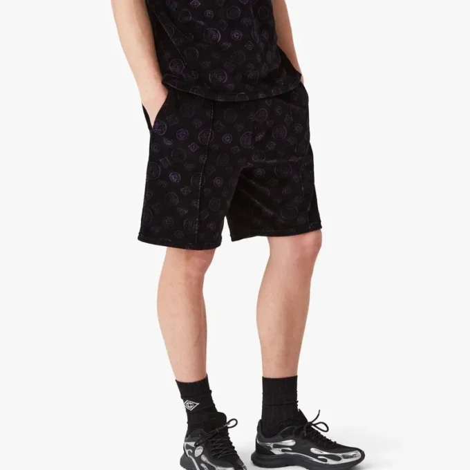 Paarse velours Shorts met monogram Paarse velours Shorts met monogram