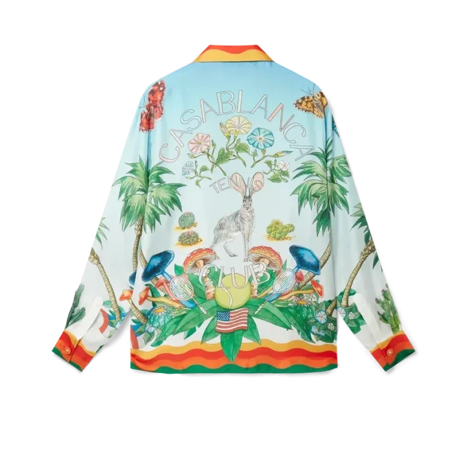 Palm Springs Tennis Club zijden overhemd met Cubaanse kraag