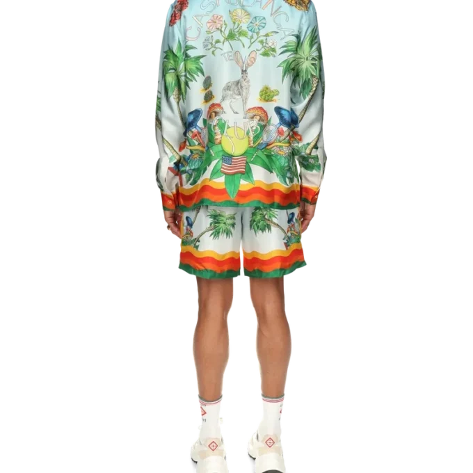 Palm Springs Tennis Club zijden overhemd met Cubaanse kraag