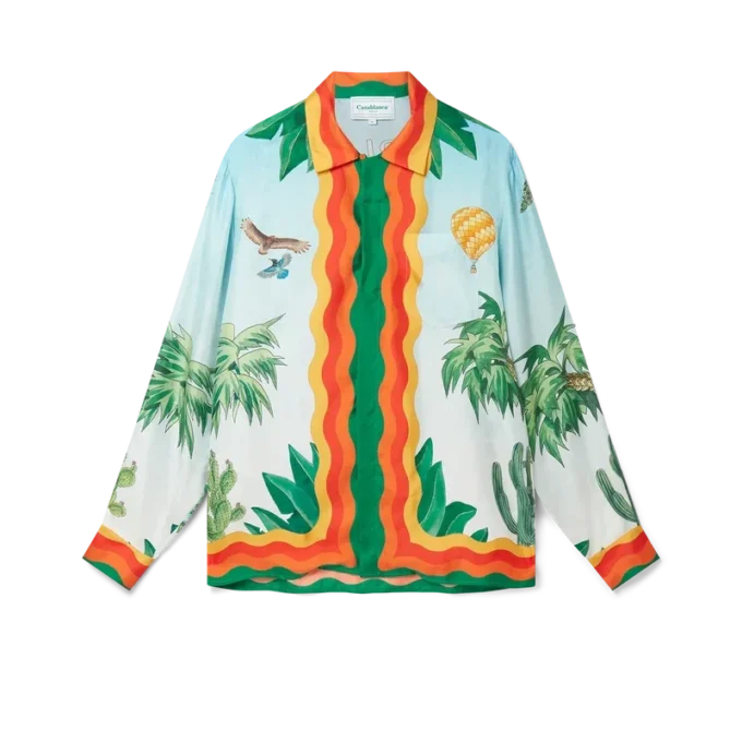 Palm Springs Tennis Club zijden overhemd met Cubaanse kraag