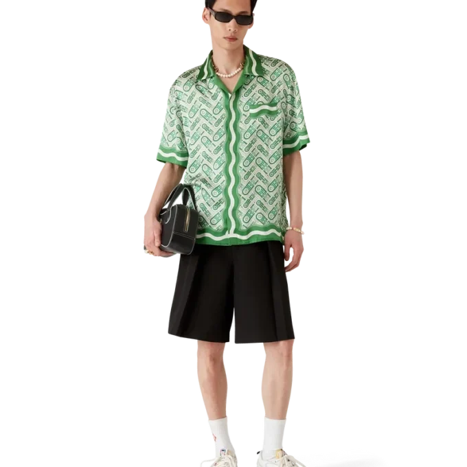 Ping Pong zijden overhemd met korte mouwen