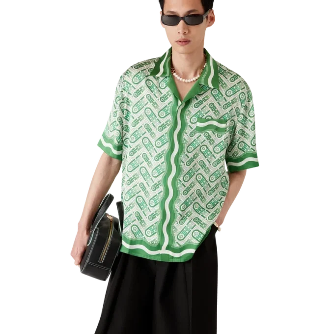 Ping Pong zijden overhemd met korte mouwen