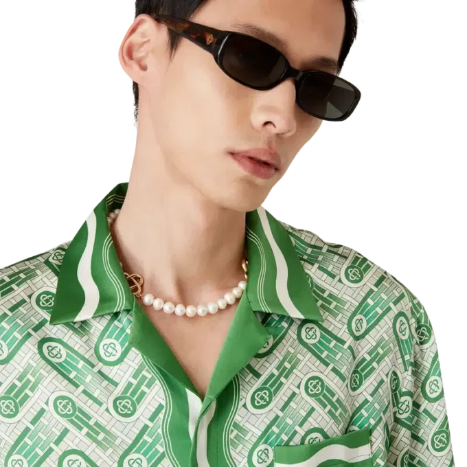 Ping Pong zijden overhemd met korte mouwen