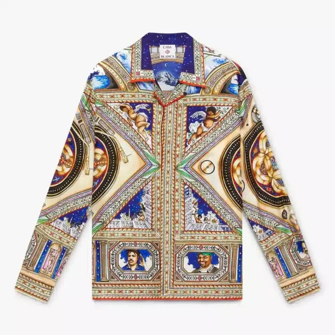 Plafond Orne De Musique zijden overhemd met lange mouwen