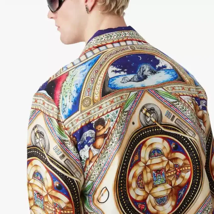 Plafond Orne De Musique zijden overhemd met lange mouwen