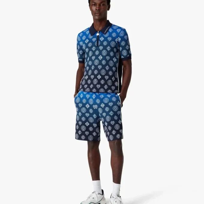 Polo met korte mouwen en gebreid monogram in kleurverloop