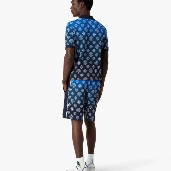 Polo met korte mouwen en gebreid monogram in kleurverloop