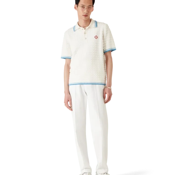 Polo-shirt van katoenbouclé