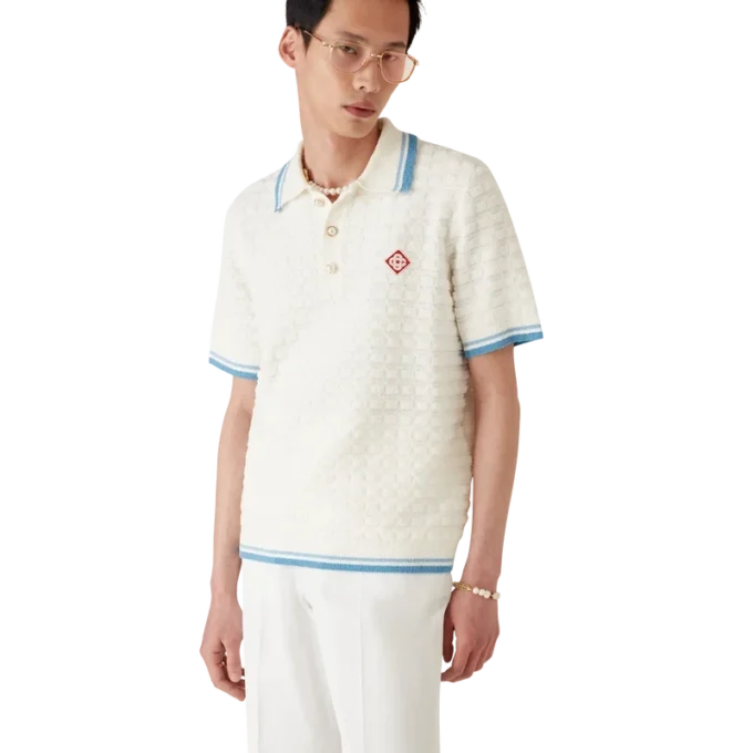 Polo-shirt van katoenbouclé