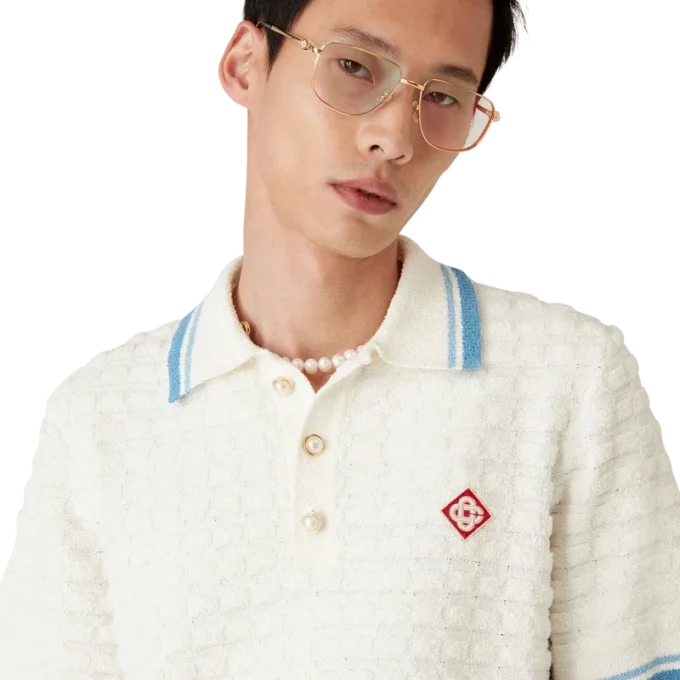 Polo-shirt van katoenbouclé