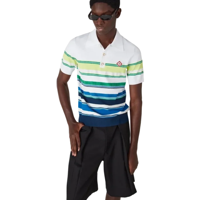 Poloshirt met korte mouwen en strepen in kleurverloop