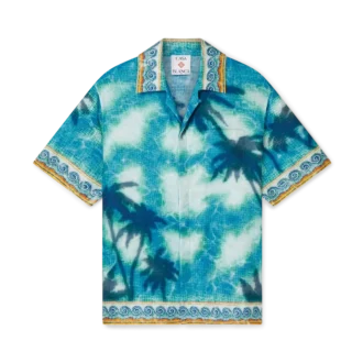 Poolside Emblem zijden overhemd met korte mouwen in shorts