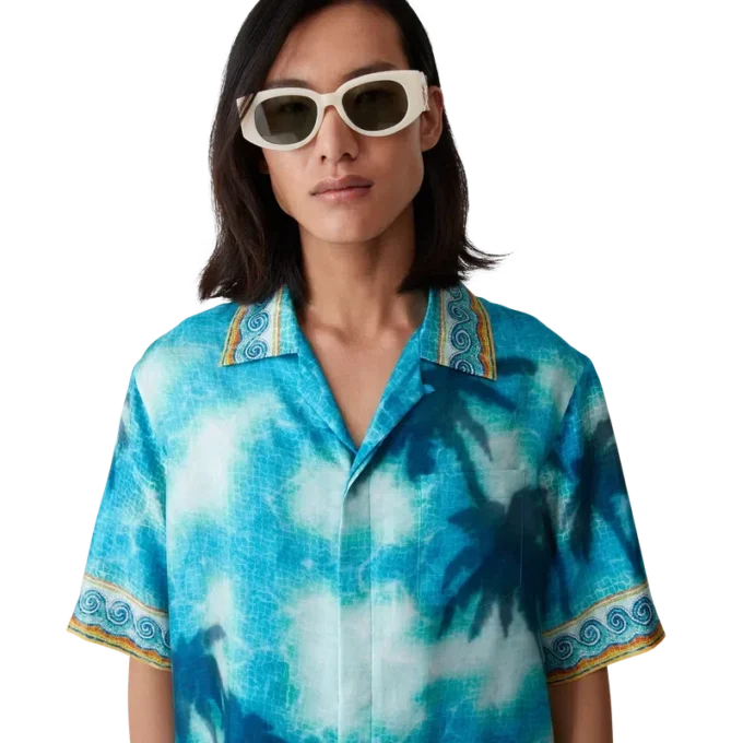 Poolside Emblem zijden overhemd met korte mouwen in shorts Poolside Emblem zijden overhemd met korte mouwen in shorts