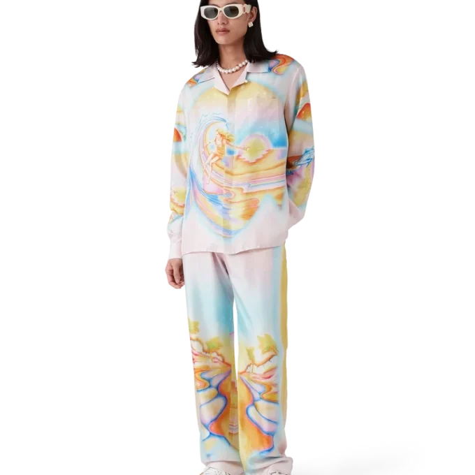 Psychedelic Nirvana zijden overhemd met lange mouwen