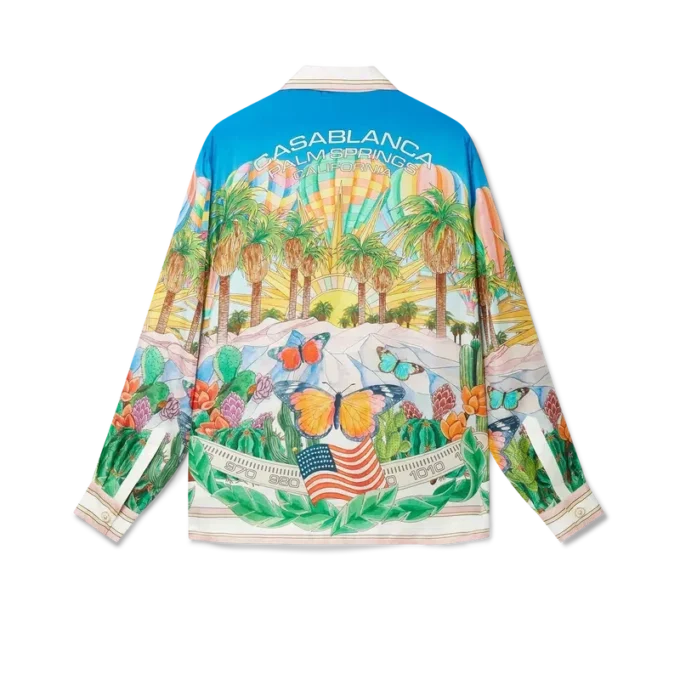 Psychedelisch zijden overhemd met Cubaanse kraag