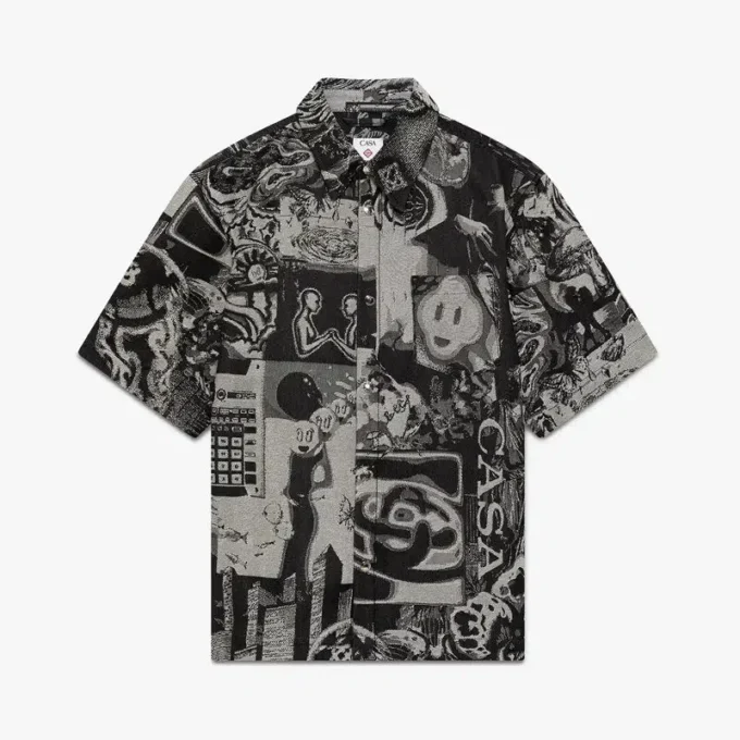 Rave Collage denimoverhemd met korte mouwen