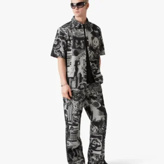 Rave Collage denimoverhemd met korte mouwen