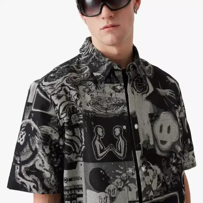 Rave Collage denimoverhemd met korte mouwen