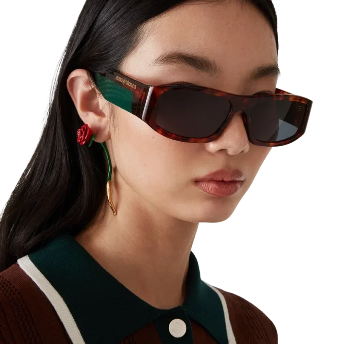 Rechthoekige zonnebril in schildpadmotief